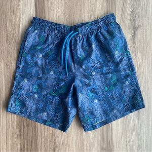 Eddie Bauer Swimming Trunks in Blue Sasquatch/Bigfoot Print Men’s Size Medium